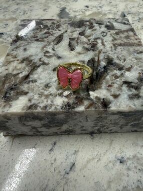 Gold Haley Bow Pink Enamel Accent